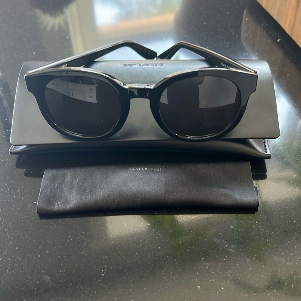 YSL Black Round Frame Sunglasses